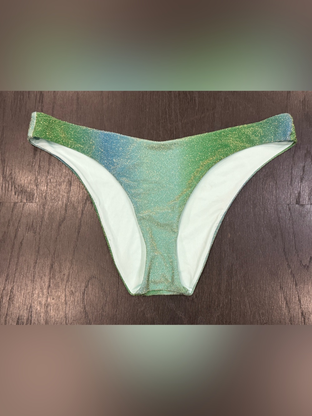 aerie Green and Blue Glitter Ombre Bikini Bottom